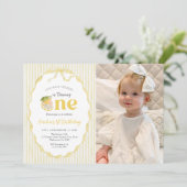 Yellow Lemon Citrus 1st Birthday Photo 招待状 (スタンド正面)