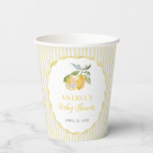 Yellow Lemon Citrus Stripes Baby Shower  紙コップ (裏面)