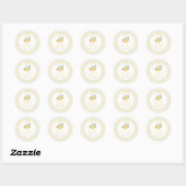 Yellow Lemon Citrus Stripes Baby Shower Sticker ラウンドシール (シート)