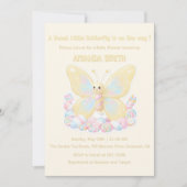 Yellow Lemon Cream Butterfly Baby Shower 招待状 (正面)