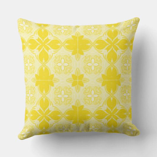 Yellow Lemon Ornamental, Decorative, Pattern クッション (裏面)