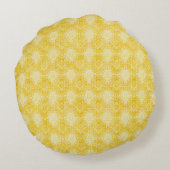 Yellow Lemon Pattern, Modern, Trendy ラウンドクッション (裏面)