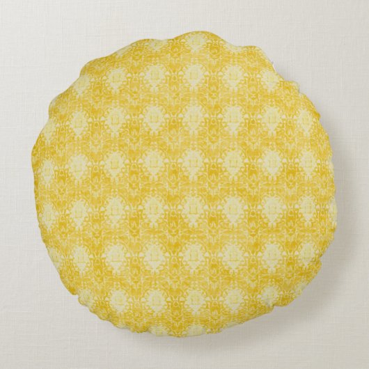 Yellow Lemon Pattern, Modern, Trendy ラウンドクッション (裏面)