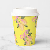 Yellow Lemon Pink Ribbon Baby Shower 紙コップ (裏面)