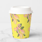 Yellow Lemon Pink Ribbon Baby Shower 紙コップ (正面)