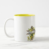 Yellow Lemon Tree Farm Bird   ツートーンマグカップ (左)