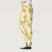 Yellow Lemon Watercolor Citrus Pattern レギンス (左)