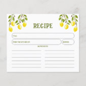 Yellow Lemon, Watercolor Kitchen Recipe Card (正面)