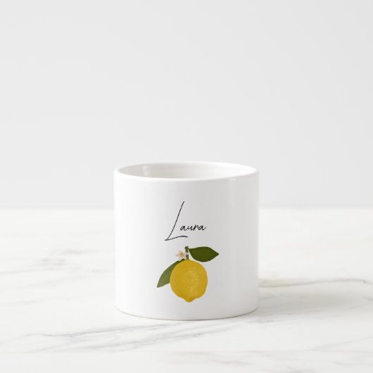 Yellow Lemon with Green Leaves | Fresh Citrus  エスプレッソカップ (正面)