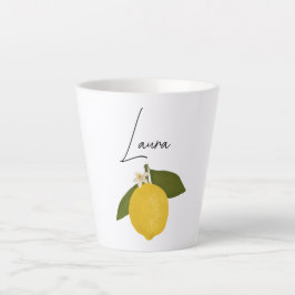 Yellow Lemon with Green Leaves | Fresh Citrus  カフェラテマグ