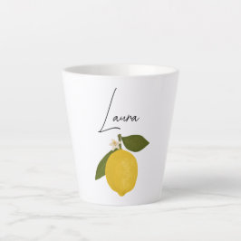 Yellow Lemon with Green Leaves | Fresh Citrus  カフェラテマグ