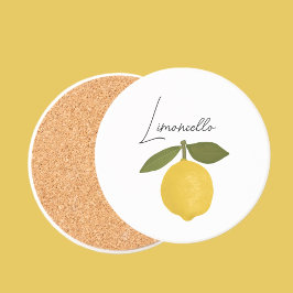 Yellow Lemon with Green Leaves | Fresh Citrus  コースター