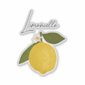 Yellow Lemon with Green Leaves | Fresh Citrus  シール (正面)