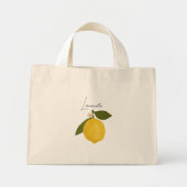 Yellow Lemon with Green Leaves | Fresh Citrus  ミニトートバッグ (正面)