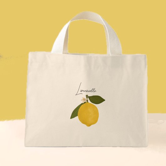 Yellow Lemon with Green Leaves | Fresh Citrus  ミニトートバッグ