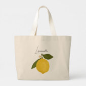 Yellow Lemon with Green Leaves | Fresh Citrus  ラージトートバッグ (裏面)