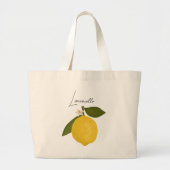 Yellow Lemon with Green Leaves | Fresh Citrus  ラージトートバッグ (正面)