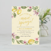 Yellow | Lemon Wreath Main Squeeze ブライダルシャワー 箔招待状 (立ち正面)