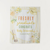 Yellow Lemons and Flowers Graduation Tapestry タペストリー (正面)