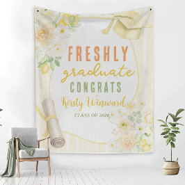 Yellow Lemons and Flowers Graduation Tapestry タペストリー