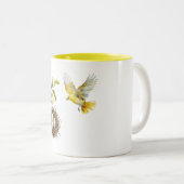 Yellow Lemons Bird Nest ツートーンマグカップ (正面右)