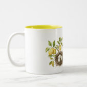 Yellow Lemons Bird Nest ツートーンマグカップ (左)