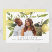 Yellow Lemons Bohoの結婚写真は日付を保存 案内状 (正面/裏面)