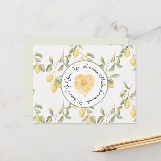 Yellow Lemons Fruit Lemonade ポストカード (正面/裏面インサイチュ)