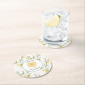 Yellow Lemons Fruit Wedding ラウンドペーパーコースター (インサイチュ)