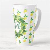 Yellow Lemons Monogram  カフェラテマグ (右アングル)