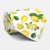 Yellow Lemons Watercolor Fruit Pattern ネクタイ (ロール)