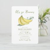 Yellow Let's Go Bananas Leaves Baby Shower 招待状 (スタンド正面)