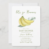 Yellow Let's Go Bananas Leaves Baby Shower 招待状 (正面)