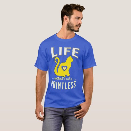 yellow Life without cats pointless Cat Sleep frien Tシャツ (正面フル)