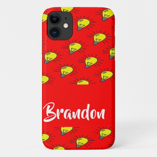 Yellow light bulbs on red Case-Mate iPhoneケース (裏面)
