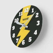Yellow lighting bolt flash personalized ラウンド壁時計 (傾斜)