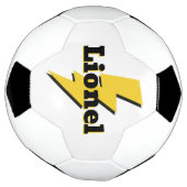 Yellow lighting bolt strike flash logo custom name サッカーボール (回転)
