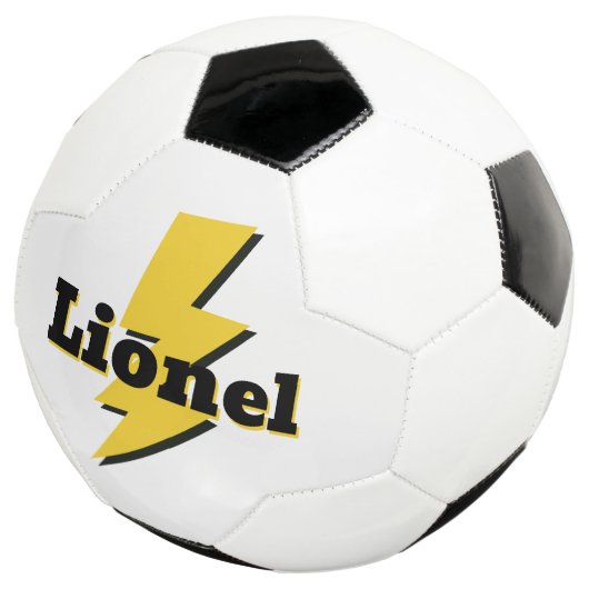 Yellow lighting bolt strike flash logo custom name サッカーボール (3/4)