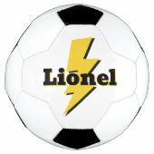Yellow lighting bolt strike flash logo custom name サッカーボール (正面)