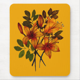 Yellow Lily Print on Mousepad マウスパッド
