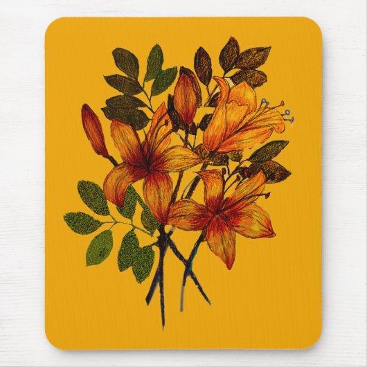 Yellow Lily Print on Mousepad マウスパッド (正面)
