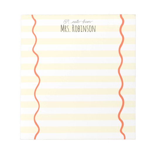 Yellow Line Personalized Teacher Notepad ノートパッド (正面)