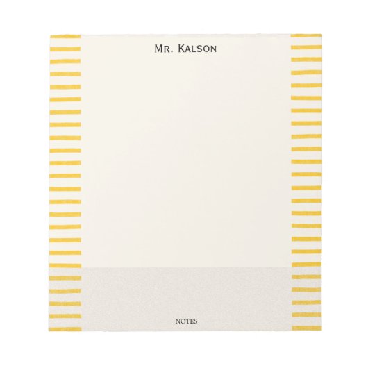 Yellow Lines Elegant Frame Teacher Notepad ノートパッド (正面)