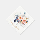 Yellow Lines&Flowers: Wedding Napkins スタンダードカクテルナプキン (角)