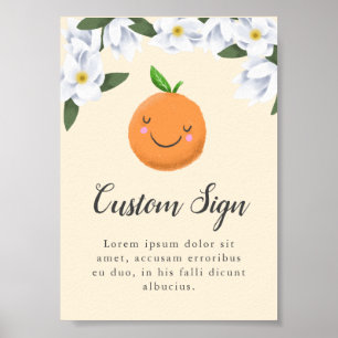 Yellow Little Cutie Clementine Baby Shower Sign ポスター