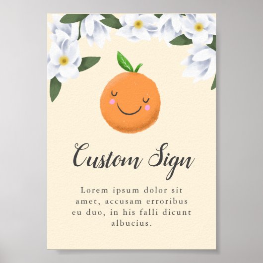 Yellow Little Cutie Clementine Baby Shower Sign ポスター (正面)