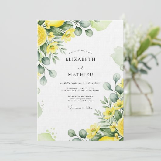 Yellow Lush Botanical Wedding 招待状 (スタンド正面)
