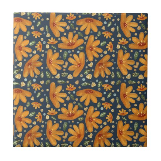 Yellow Luxe Florals タイル (正面)