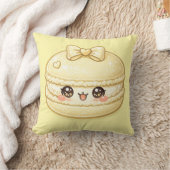 Yellow Macaron Sweet Kawaii Cushion Pillow クッション (ブランケット)