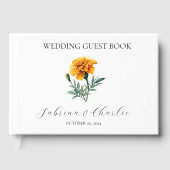Yellow Marigold Elegant Floral Watercolor Wedding  ゲストブック (正面)